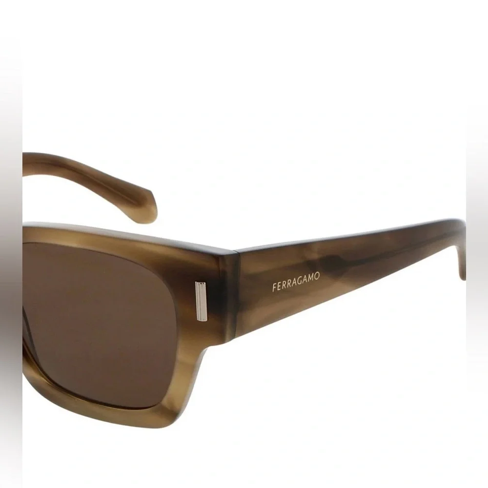 Salvatore Ferragamo Men's STRIPED KHAKI/BROWN Sunglasses (NWT)